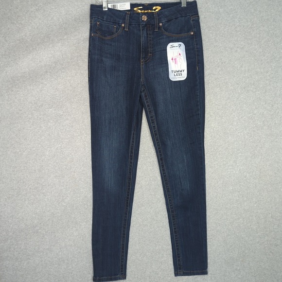 Seven7 Womens Avalon Dark Wash High Rise Tummy Less Skinny Jeans 10 Slimming - Picture 1 of 7